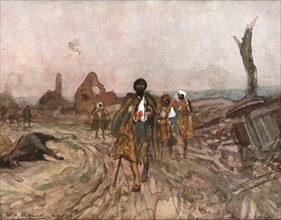 'Six Mois Dans la Somme; Senegalais blesses, sur la route d'Assevillers (septembre 1916)', 1916. Creator: Charles Hoffbauer.