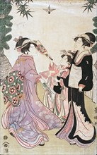 Beauties Playing Battledore and Shuttlecock, c1805. Creator: Utagawa Toyokuni I.