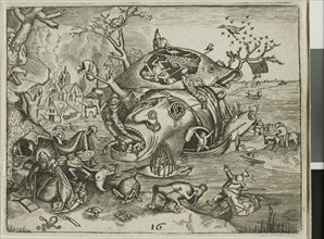 The Temptation of Saint Anthony, plate 16 from the Emblemata Secularia, published 1596 or 1611. Creator: Johann Theodor de Bry.