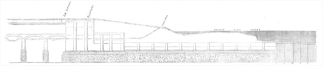 London Main-Drainage Works: section of the outfall of the Northern Drainage at Barking Creek, 1864. Creator: Unknown.