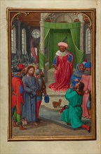 Christ before Herod; Prayer Book of Cardinal Albrecht of Brandenburg, about 1525-1530. Creator: Simon Bening.