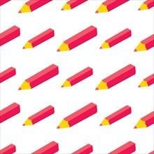 Seamlees pattern with Isometric 3d school supplies  pen. Vector Back to school background with stationery. Office accessories.
