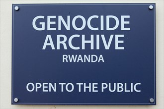 Sign for the Genocide Archive at the Kigali Memorial Centre at Kigali, Rwanda.