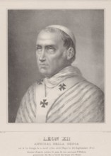 Portrait of Pope Leo XII, Léon XII, Annibal della Genga (title on object), print maker: Henri Joseph Hesse, after drawing by: François Dubois, printer: Gottfried Engelmann, after drawing by: Rome, pri...