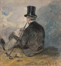 Joseph Müller’s 'Künstler mit Zylinder' is a portrait of an artist wearing a top hat, symbolizing the bohemian lifestyle and intellectual identity of the 19th-century artist.
