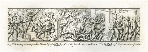Colonne Vendôme : Le 7 novembre 1805, drapeaux français repris dans l'arsenal d'Inspruck. Le 9 novembre, le 5 corps et la réserve entrent à Saint-Polten.